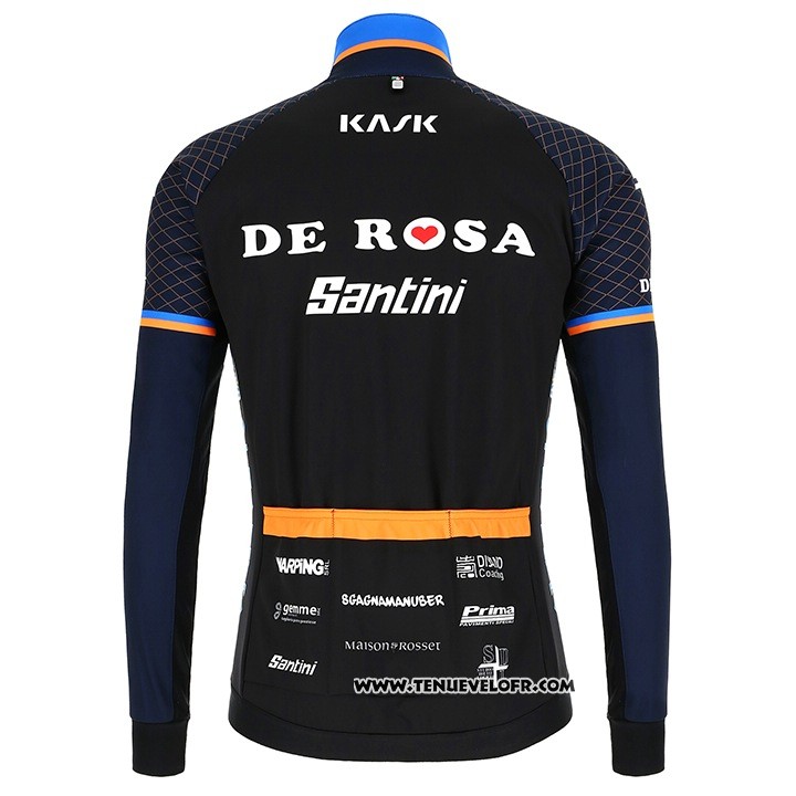 2018 Maillot Ciclismo DE Rose Noir Manches Longues et Cuissard